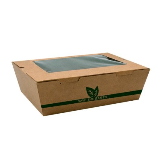 Caja con Ventana 1600 ml kraft Biodegradable - 50 U