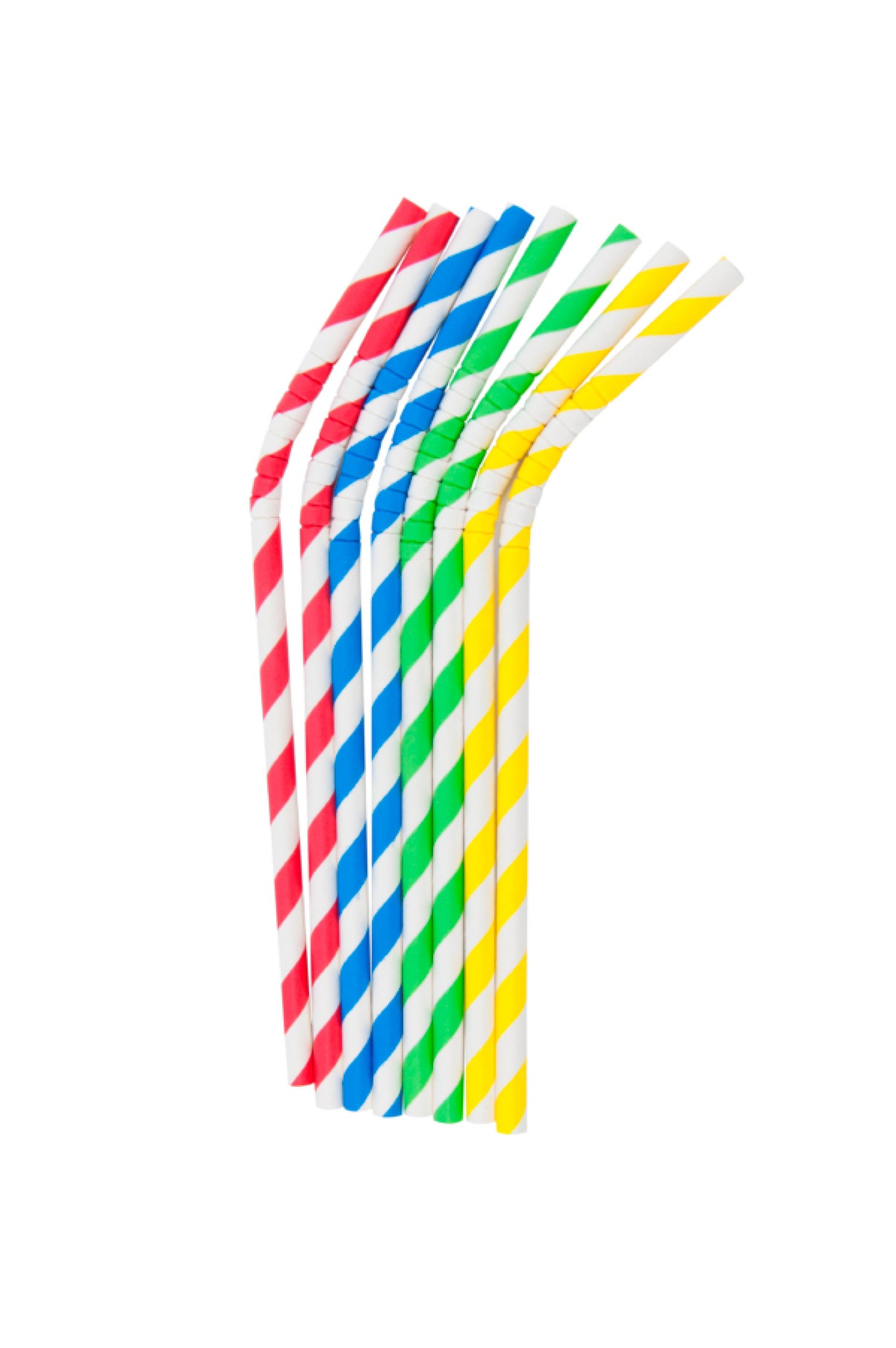 Palhinha de Papel Flexível Cores Biodegradável - 200x6mm - Palhinha de Papel Flexível Cores Biodegradável - 200x6mm -