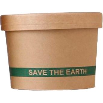 Embalagem Sopa 250 ml com Tampa kraft Biodegradável - 25 U