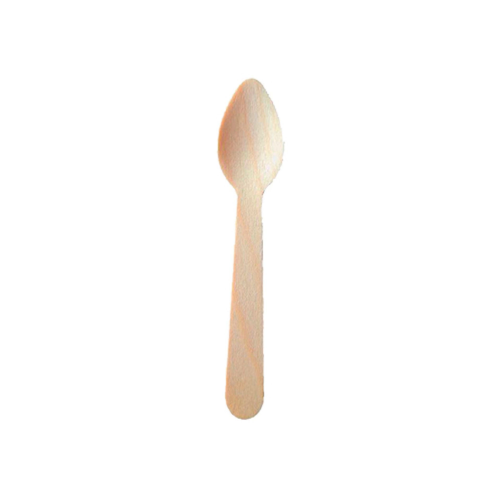 Colher de Sobremesa de Madeira Biodegradável - 100 U Colher de Sobremesa de Madeira Biodegradável - 100 U
