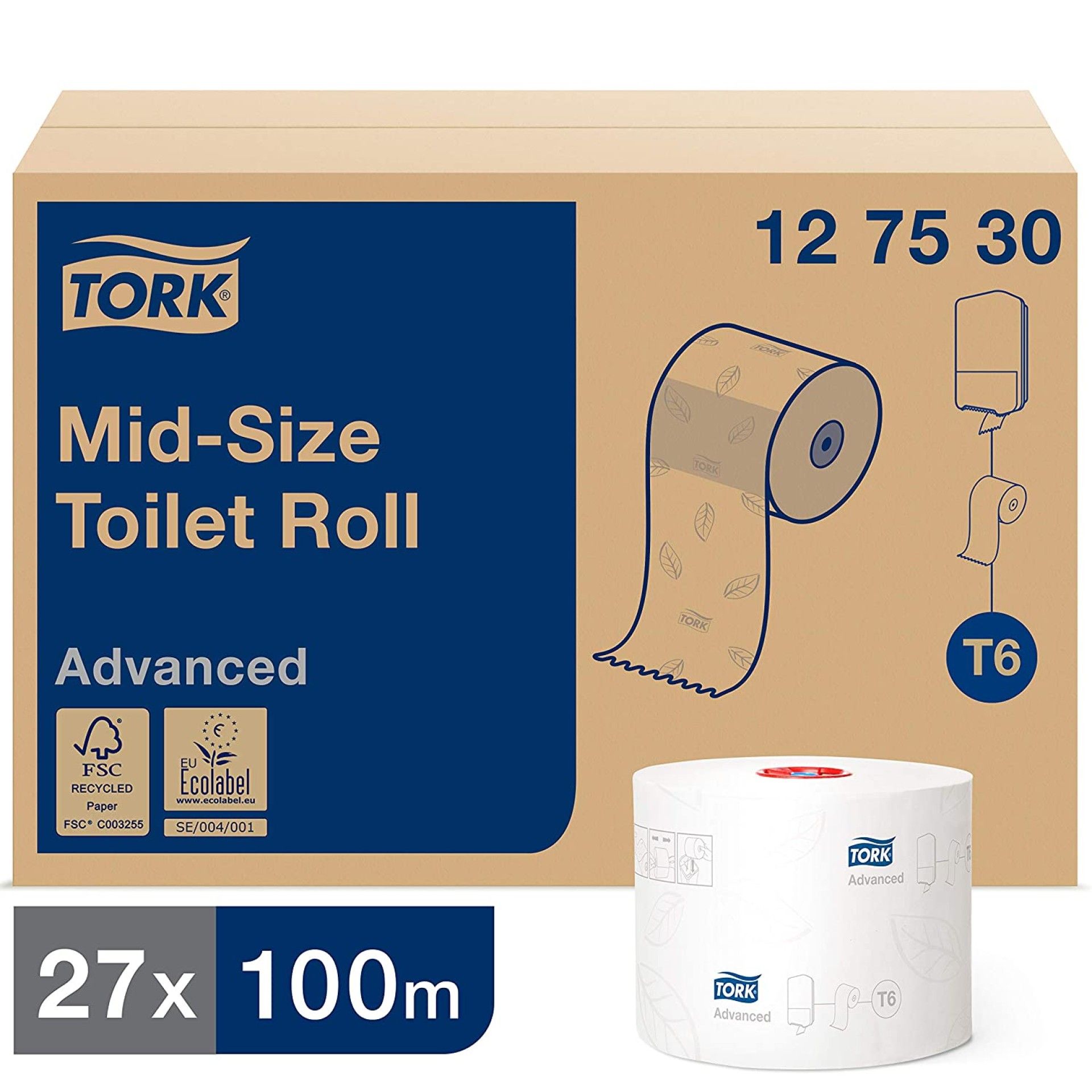 Papel higiénico Compacto Tork Advance Folha Dupla - 27 Un Papel higiénico Compacto Tork Advance Folha Dupla - 27 Un