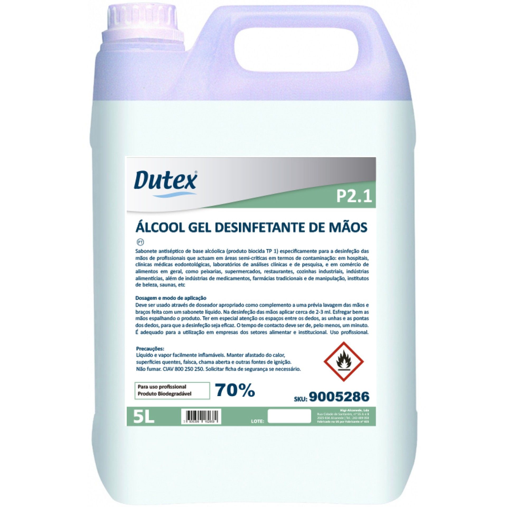 Álcool Gel Desinfetante de Mãos P2.1 - 5 Litros Álcool Gel Desinfetante de Mãos P2.1 - 5 Litros
