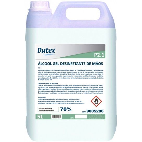 Álcool Gel Desinfetante de Mãos P2.1 - 5 Litros