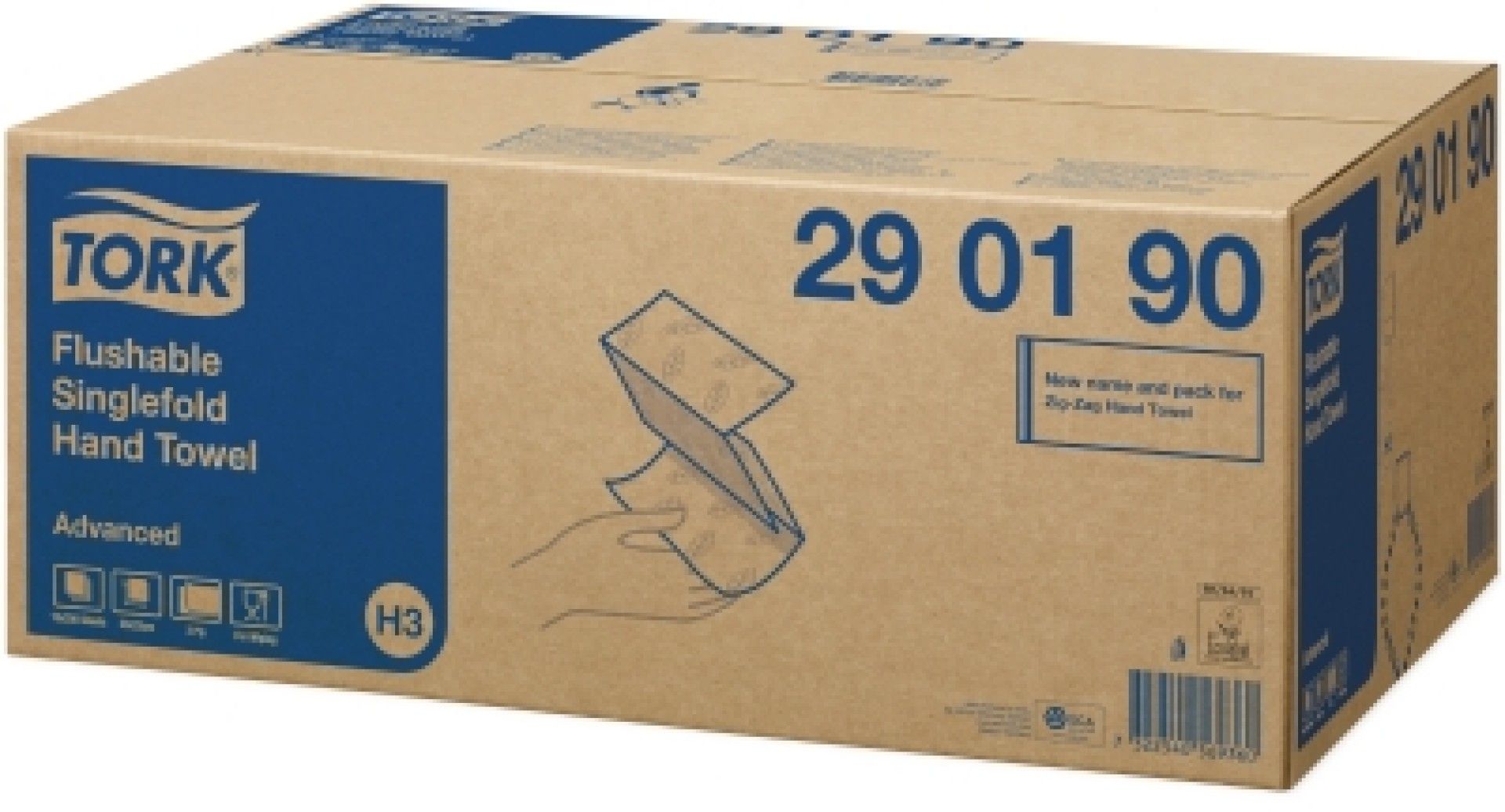 Toalha de Mão Dobrada em Z Flushable Tork - 3750 U Toalha de Mão Dobrada em Z Flushable Tork - 3750 U