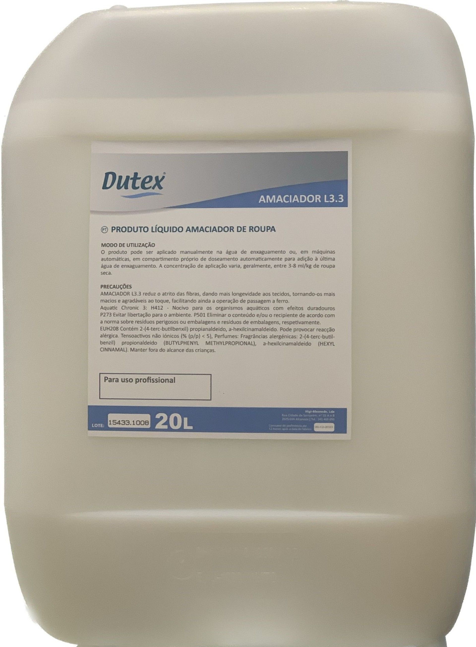 Amaciador Dutex L3.3 - 20 Litros Amaciador Dutex L3.3 - 20 Litros