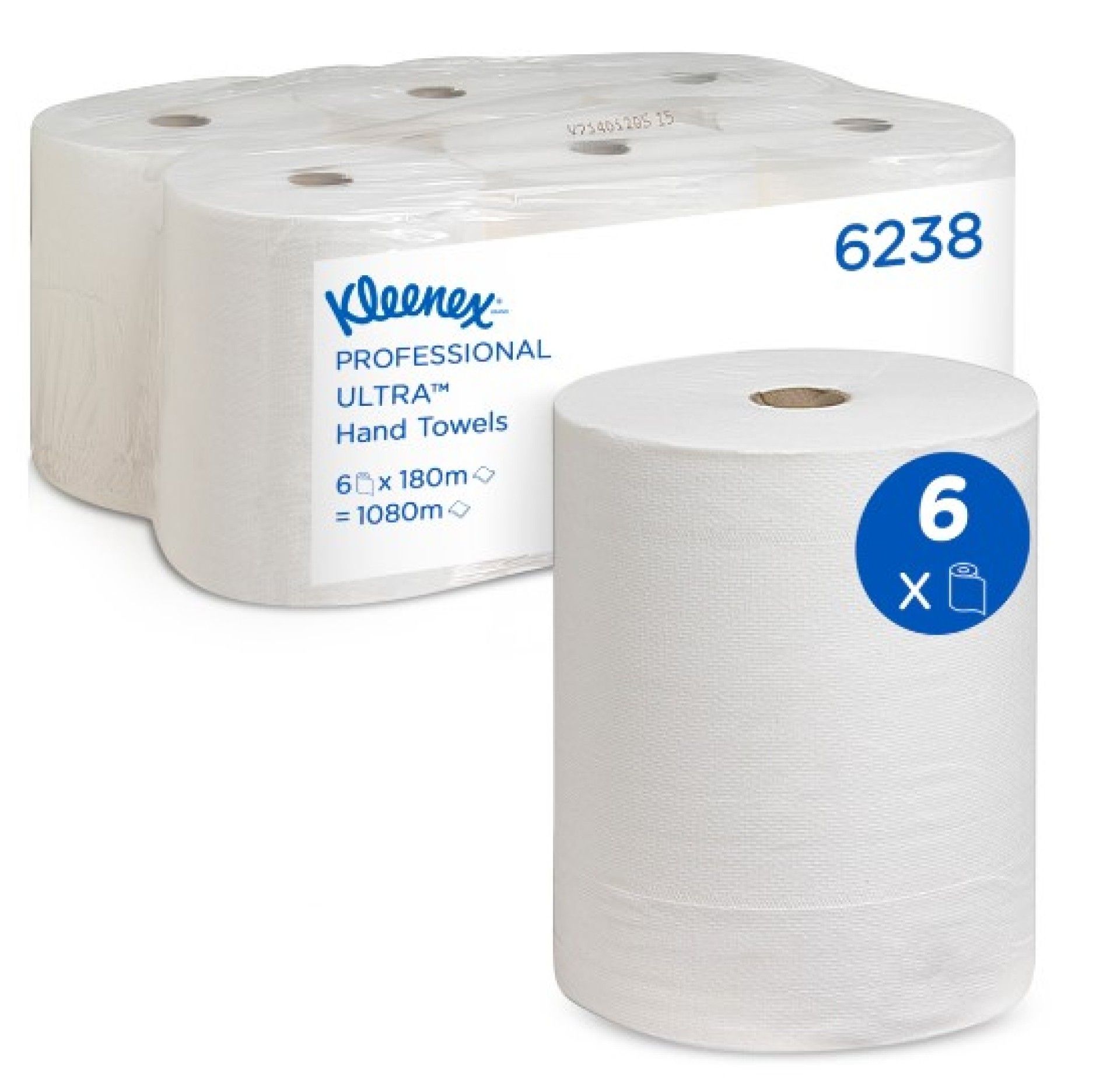 Toalha de lenço de papel branca enrolada - 6 rolos Toalha de lenço de papel branca enrolada - 6 rolos