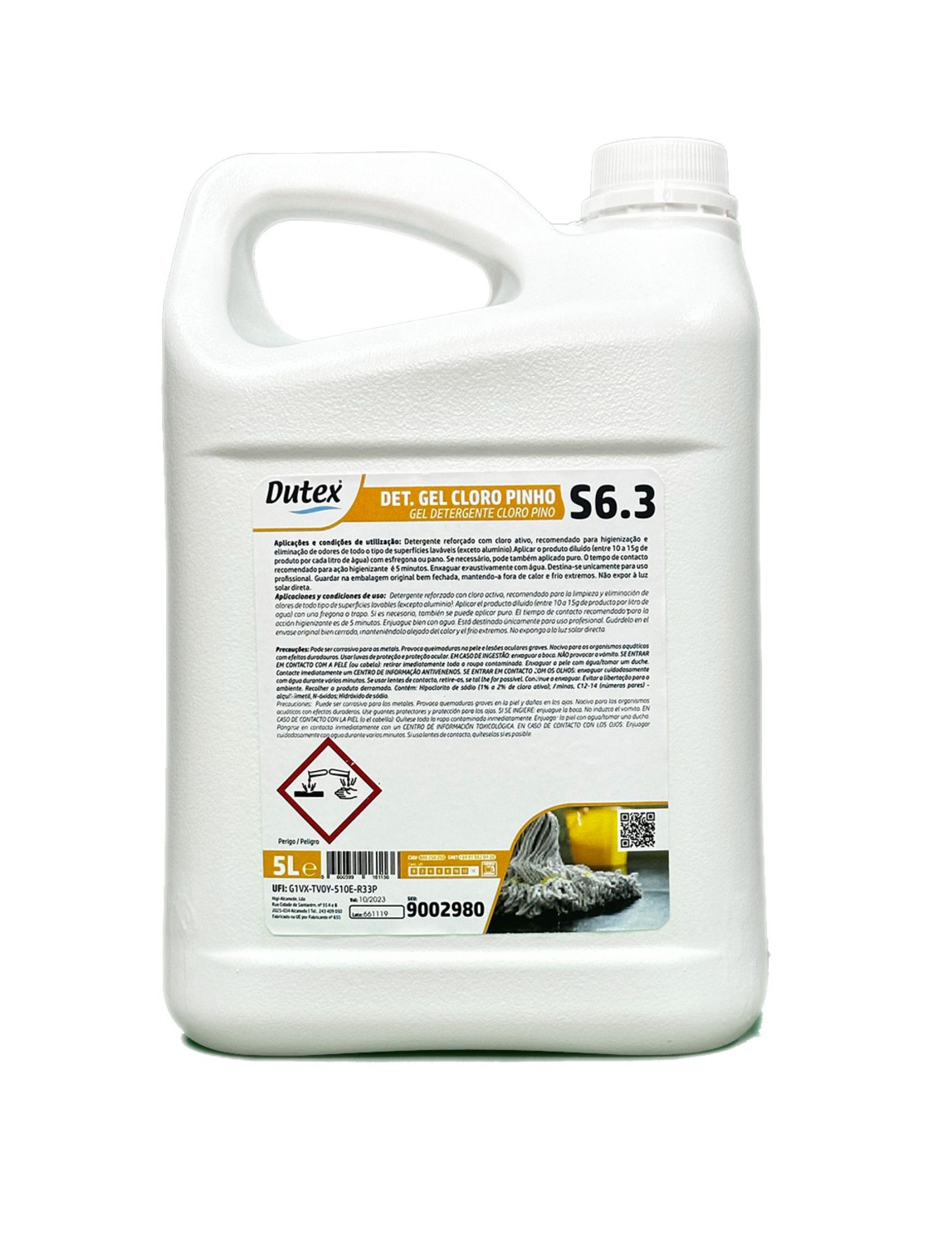 Detergente Gel Cloro S6.3 Pinho - 5 L