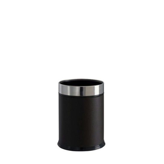 CESTO PALACE REVESTIDO A COURO NEGRO CILINDRICO 13LT - 1 UN