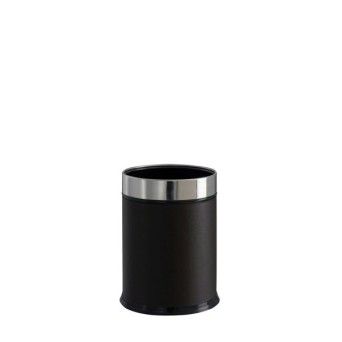 CESTO PALACE REVESTIDO A COURO NEGRO CILINDRICO 13LT - 1 UN
