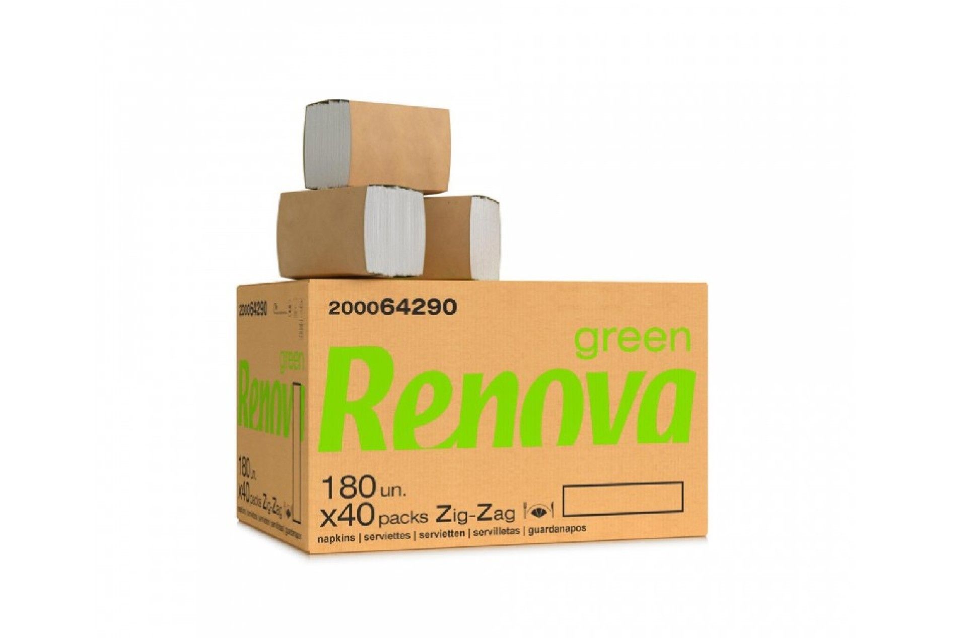GUARDANAPO RENOVA GREEN ZIG-ZAG 2F BR - 7200 UN